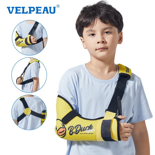 VELPEAU Arm Sling for Kids, Adjustable Elbow Support for Fixing Broken Forearm and Hand