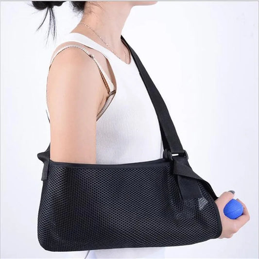 Adjustable breathable arm sling, shoulder strap 