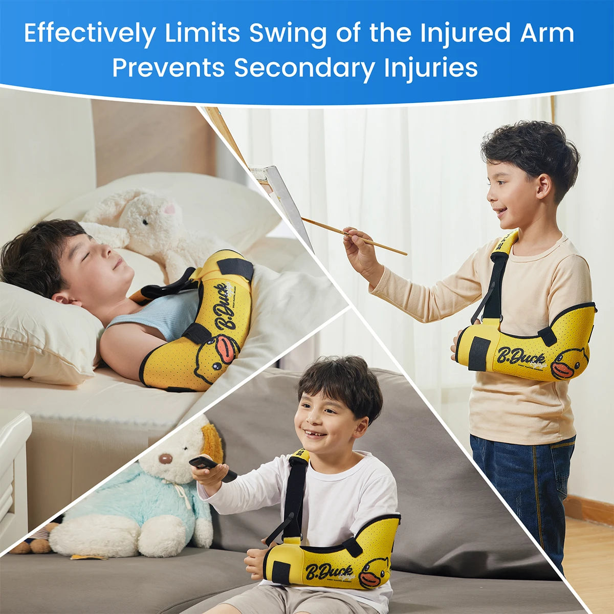 Cabestrillo para brazo VELPEAU para niños, soporte de codo ajustable para fijar el antebrazo y la mano rota.