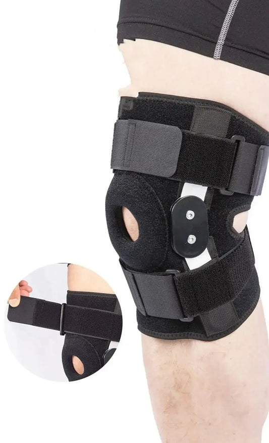 Hinged orthopedic knee braces for patella