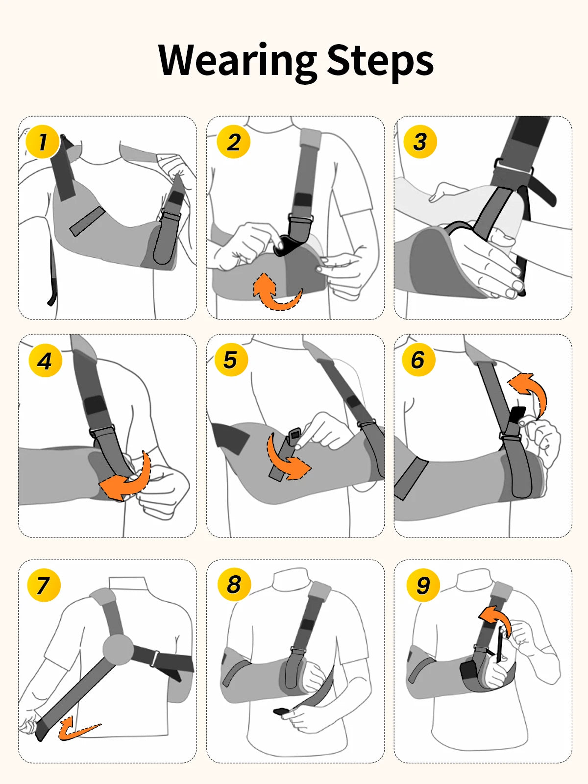 Cabestrillo para brazo VELPEAU para niños, soporte de codo ajustable para fijar el antebrazo y la mano rota.